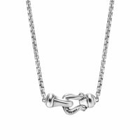 Petite Buckle Necklace Sterling Silver with Diamonds, 16.2mm