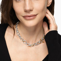 DY Mercer® Chain Necklace Sterling Silver with 18K Yellow Gold and Diamonds, 8mm