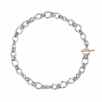 DY Mercer® Chain Necklace Sterling Silver with 18K Yellow Gold and Diamonds, 8mm
