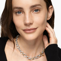 DY Mercer® Chain Necklace Sterling Silver with 18K Yellow Gold and Diamonds, 8mm