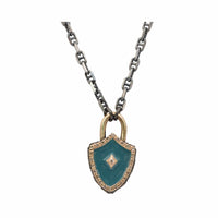 Armenta Sterling Silver & 18K Rose Gold Lock Pendant Necklace