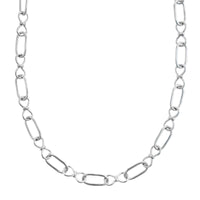 Sterling Silver Open Alternating Oval and Figure Eight Chain Link Necklace
