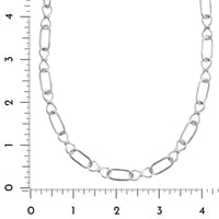 Sterling Silver Open Alternating Oval and Figure Eight Chain Link Necklace