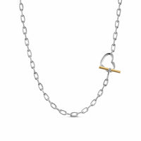 DY Madison® Heart Toggle Chain Necklace Sterling Silver with 18K Yellow Gold, 3mm