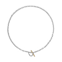 DY Madison® Heart Toggle Chain Necklace Sterling Silver with 18K Yellow Gold, 3mm
