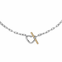 DY Madison® Heart Toggle Chain Necklace Sterling Silver with 18K Yellow Gold, 3mm