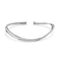 Bold Crossover Collar Necklace Sterling Silver, 10mm