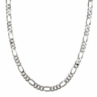 Sterling Silver 22" Figaro Chain Link Necklace