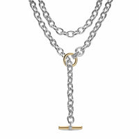 DY Mercer® Convertible Chain Necklace Sterling Silver with 18K Yellow Gold and Diamonds, 8mm