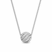 Sculpted Cable Pendant Necklace Sterling Silver with Diamonds, 10mm