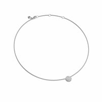 Sculpted Cable Pendant Necklace Sterling Silver with Diamonds, 10mm