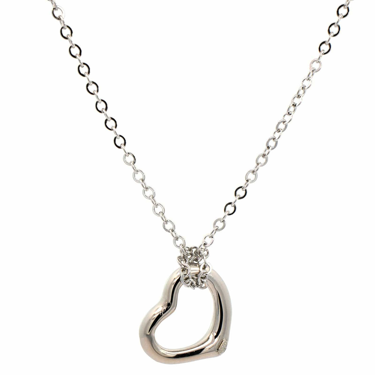 Sterling Silver Open Heart Pendant Necklace