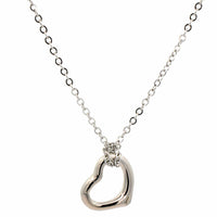 Sterling Silver Open Heart Pendant Necklace
