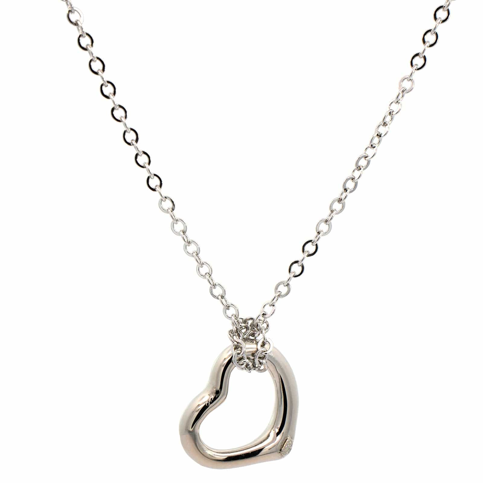 Sterling Silver Open Heart Pendant Necklace