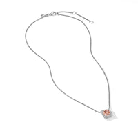 Petite Chatelaine® Pavé Bezel Pendant Necklace in Sterling Silver with Morganite and Diamonds, 7mm