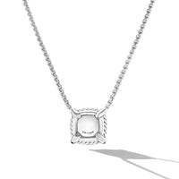 Petite Chatelaine® Pavé Bezel Pendant Necklace in Sterling Silver with Morganite and Diamonds, 7mm