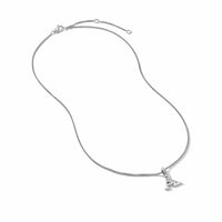 Pavé Initial Pendant Necklace in Sterling Silver with Diamond A