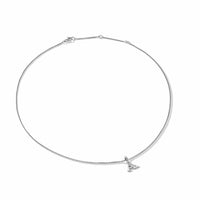 Pavé Initial Pendant Necklace in Sterling Silver with Diamond A