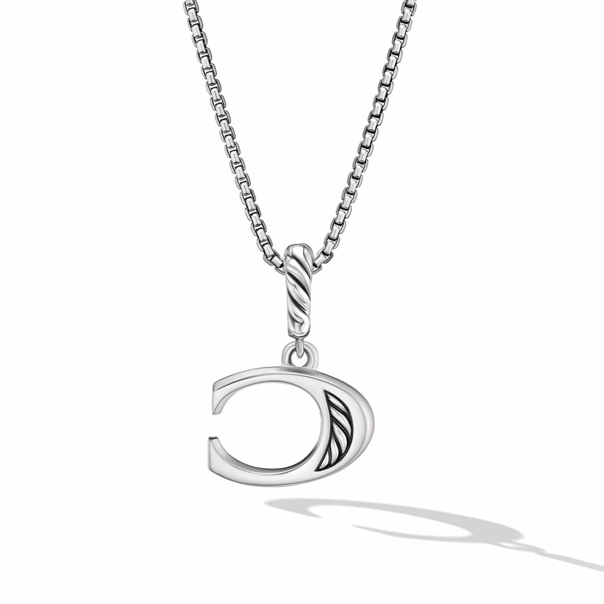 Pavé Initial Pendant Necklace in Sterling Silver with Diamond C
