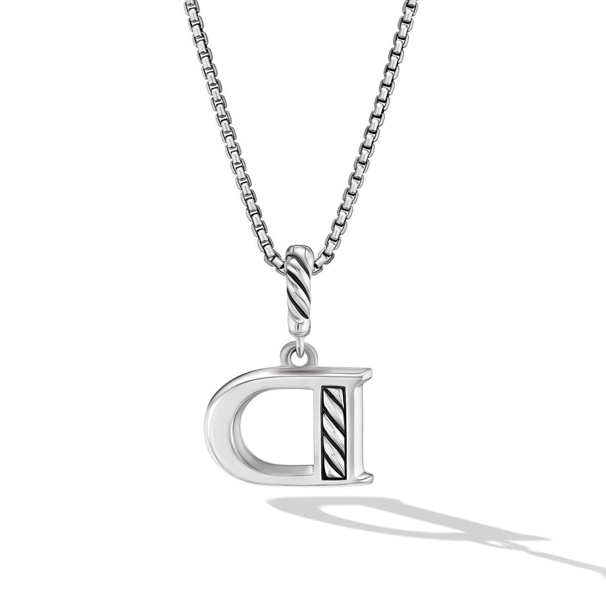 Pavé Initial Pendant Necklace in Sterling Silver with Diamond D