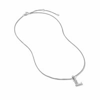 Pavé Initial Pendant Necklace in Sterling Silver with Diamond L
