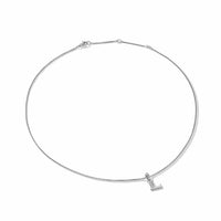 Pavé Initial Pendant Necklace in Sterling Silver with Diamond L
