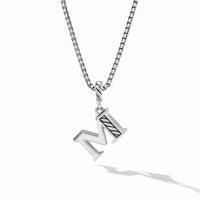 Pavé Initial Pendant Necklace in Sterling Silver with Diamond M