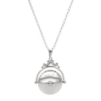 Sterling Silver Round Spinner Diamond Locket