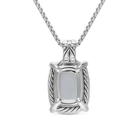 Chatelaine® Elongated Pendant Necklace Sterling Silver with Diamonds, 19mm
