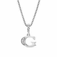 Pavé Initial Pendant Necklace Sterling Silver with Diamond G