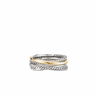 Crossover Narrow Ring with 18K Yellow Gold