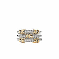 Petite Helena Three Row Ring with 18K Yellow Gold and Diamonds