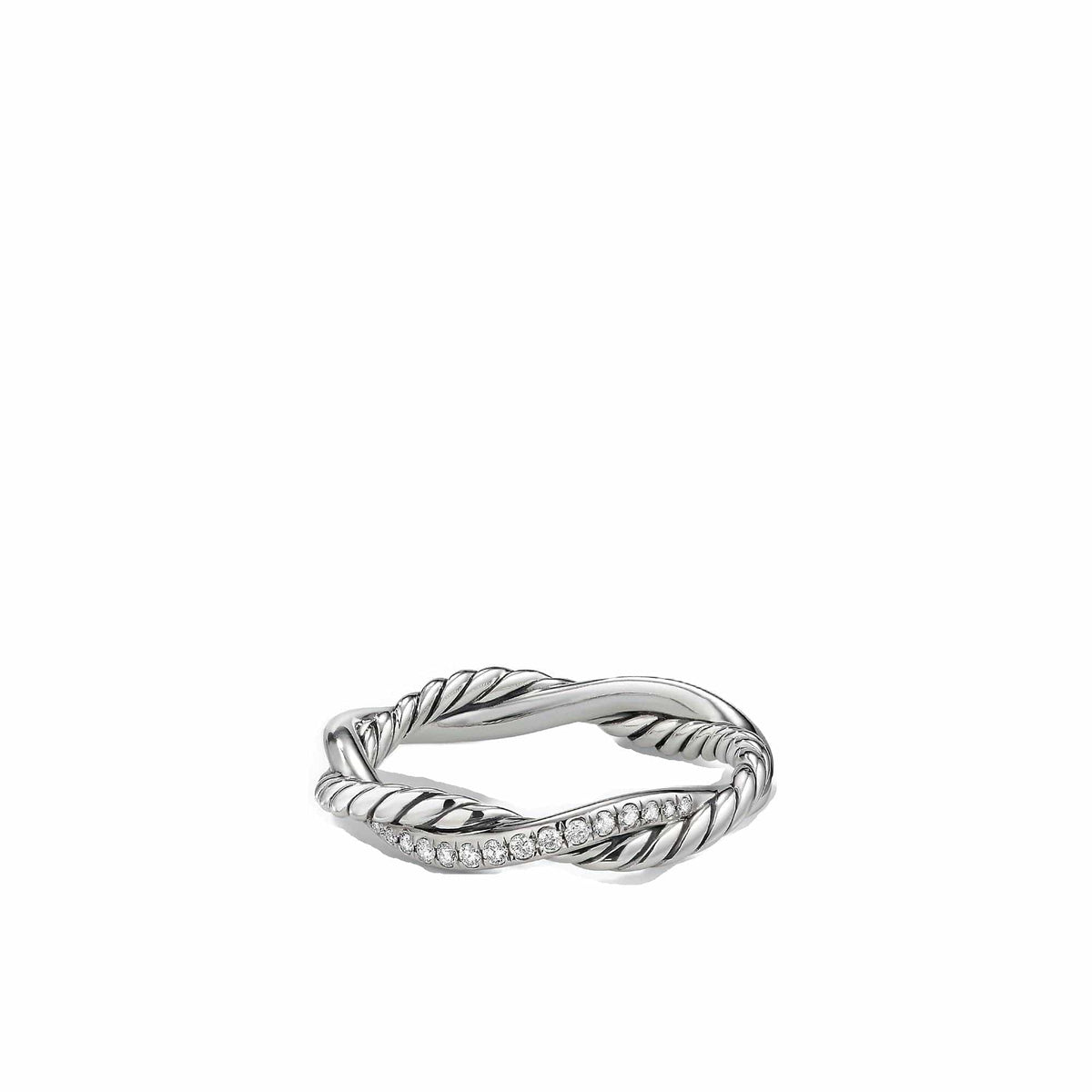 Petite Infinity Twisted Ring with Pavé Diamonds