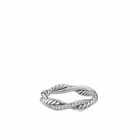 Petite Infinity Twisted Ring with Pavé Diamonds