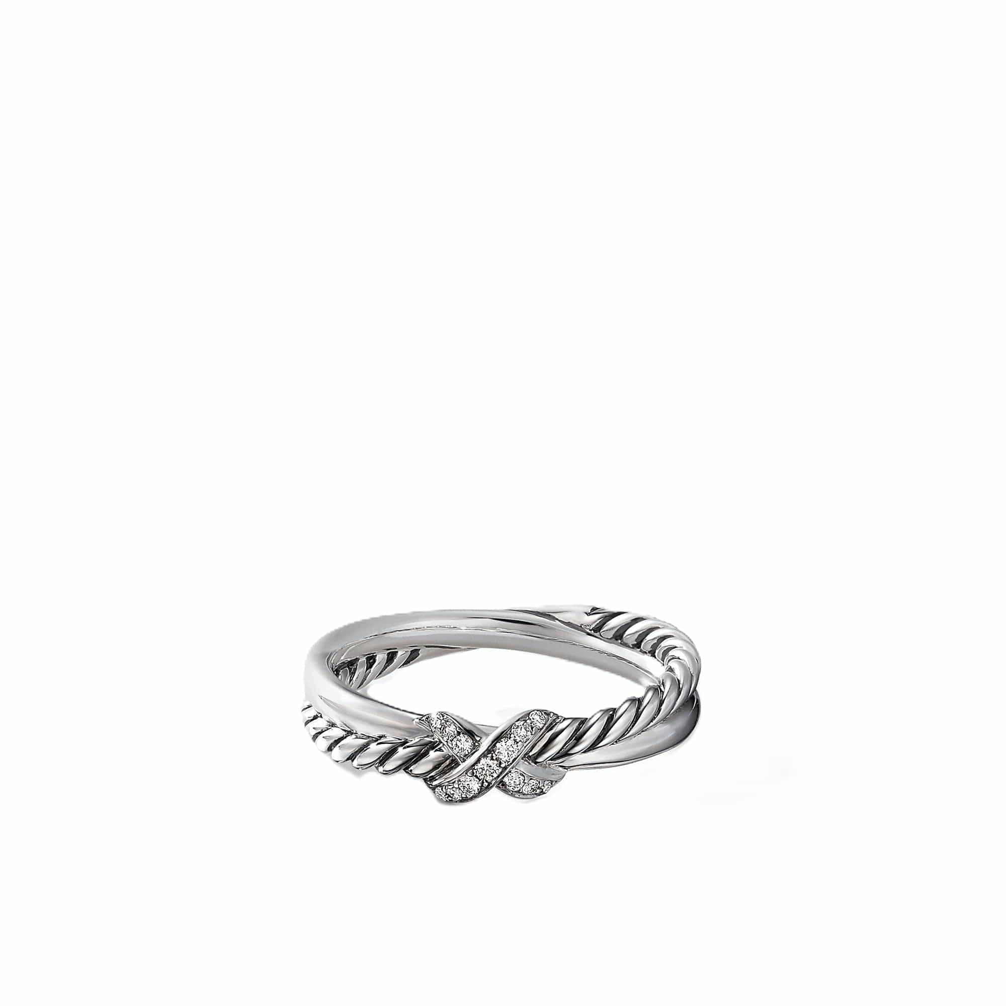 Petite X Ring with Pavé Diamonds