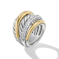 DY Mercer™ Multi Row Ring in Sterling Silver with 18K Yellow Gold and Diamonds