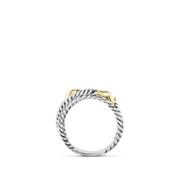 Double X Crossover Ring in Sterling Silver with 18K Yellow Gold, 13mm