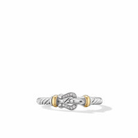 Petite Buckle Ring in Sterling Silver with 18K Yellow Gold and Diamonds, 2mm