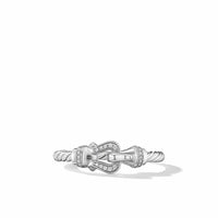 Petite Buckle Ring in Sterling Silver and Diamonds, 2mm