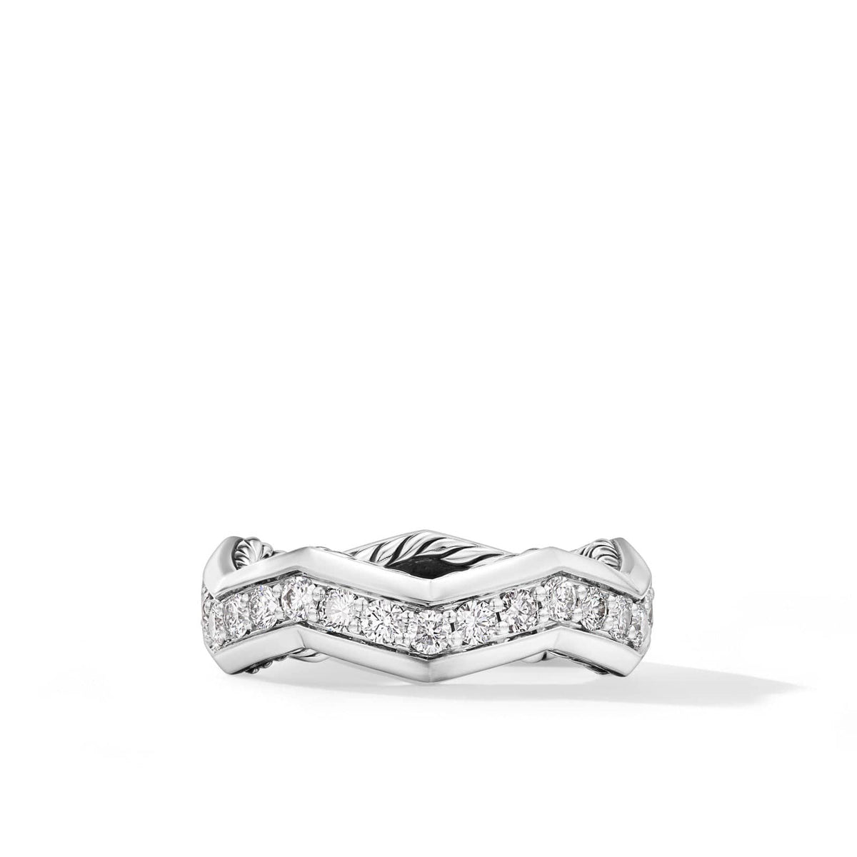 Zig Zag Stax™ Ring in Sterling Silver with Diamonds, 5mm