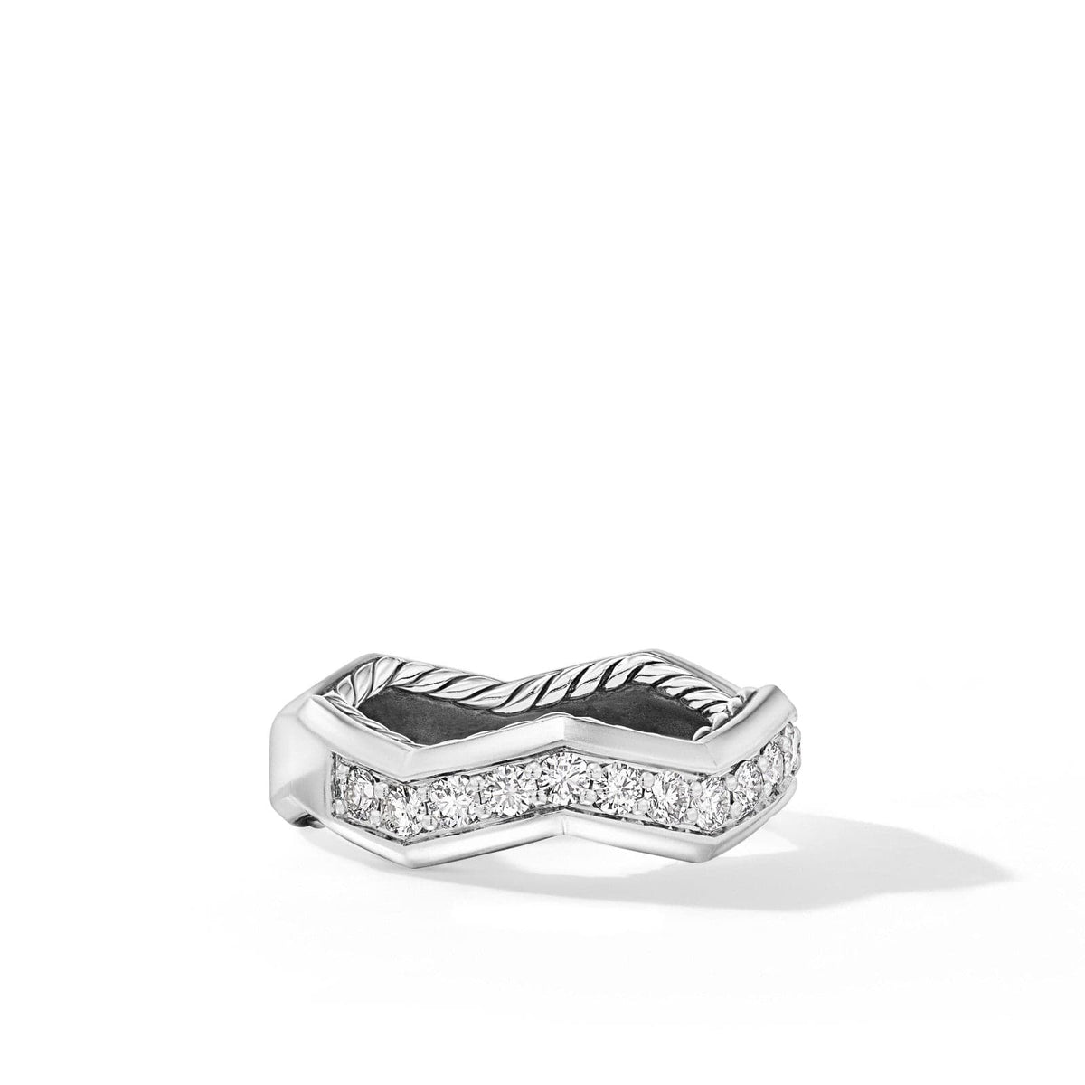 Zig Zag Stax™ Ring in Sterling Silver with Diamonds, 5mm