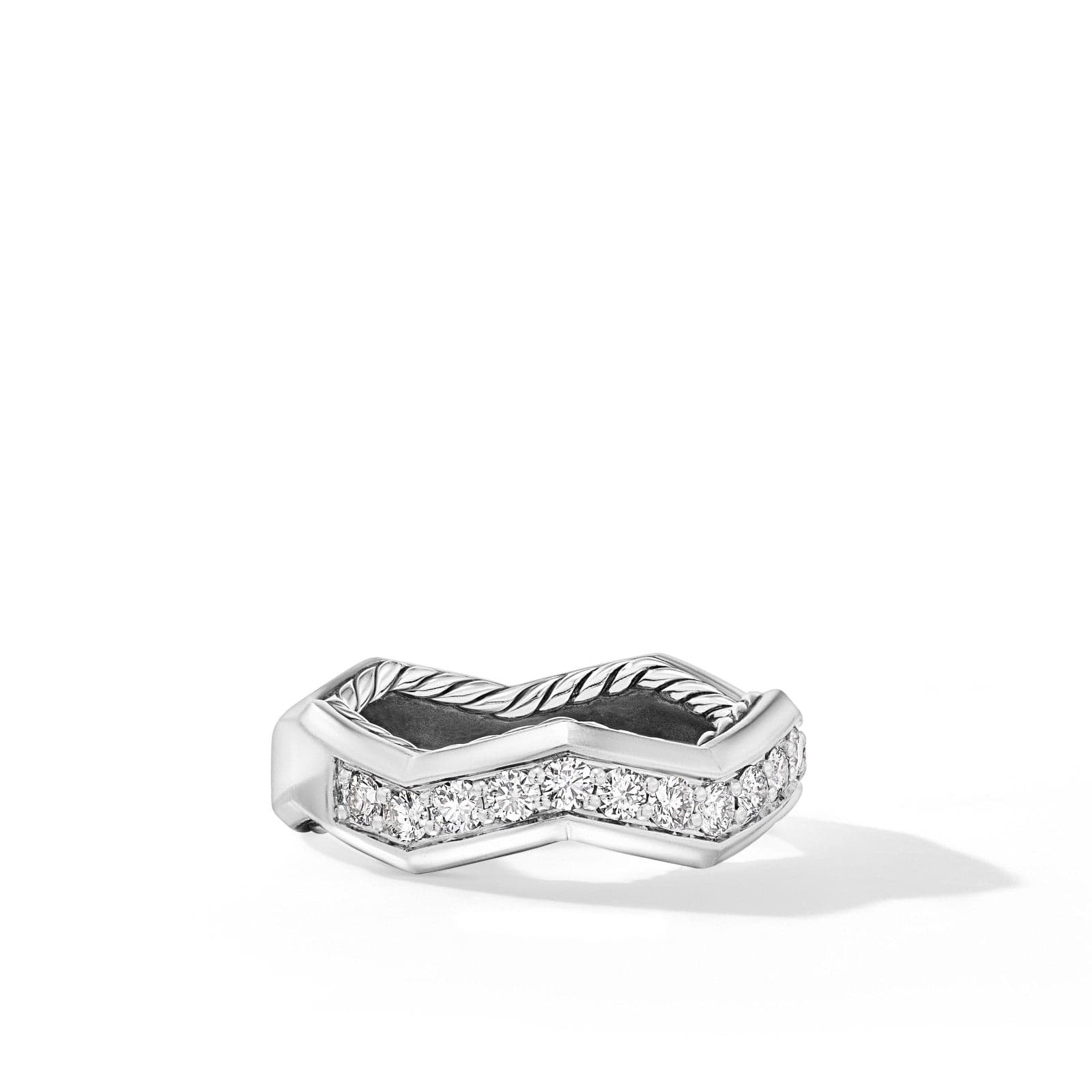 Zig Zag Stax™ Ring in Sterling Silver with Diamonds, 5mm
