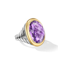Albion® Oval Ring in Sterling Silver with 18K Yellow Gold and Amethyst, 21mm
