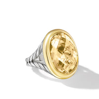 Albion® Oval Ring in Sterling Silver with 18K Yellow Gold and Champagne Citrine, 21mm