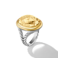 Albion® Oval Ring in Sterling Silver with 18K Yellow Gold and Champagne Citrine, 21mm