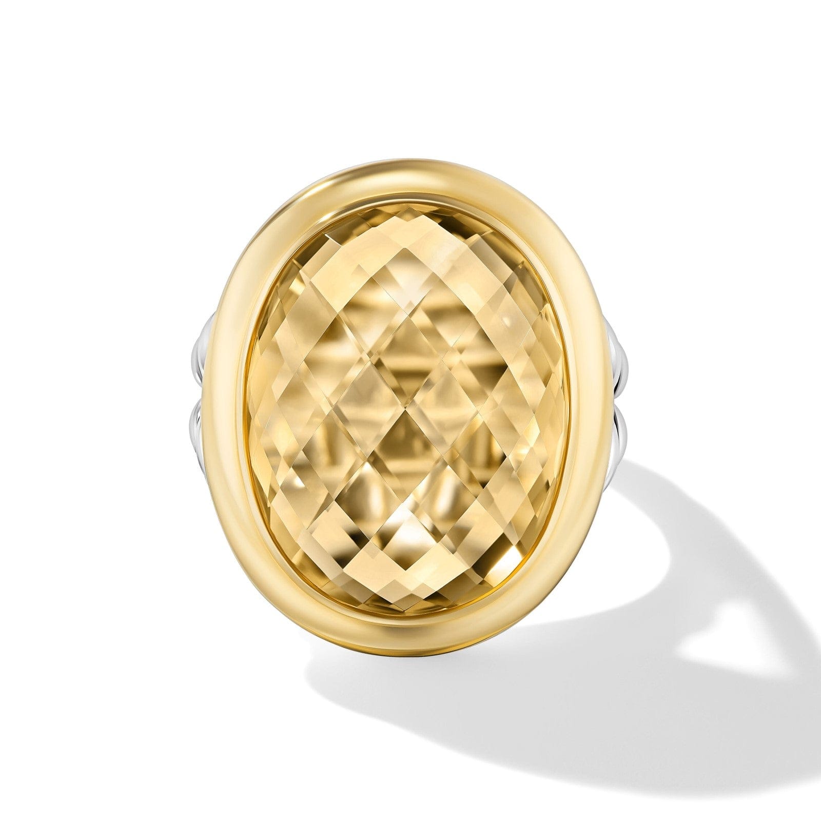Albion® Oval Ring in Sterling Silver with 18K Yellow Gold and Champagne Citrine, 21mm