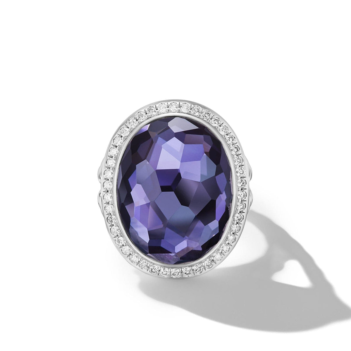 Albion® Oval Ring in Sterling Silver with Black Orchid and Diamonds, 21mm