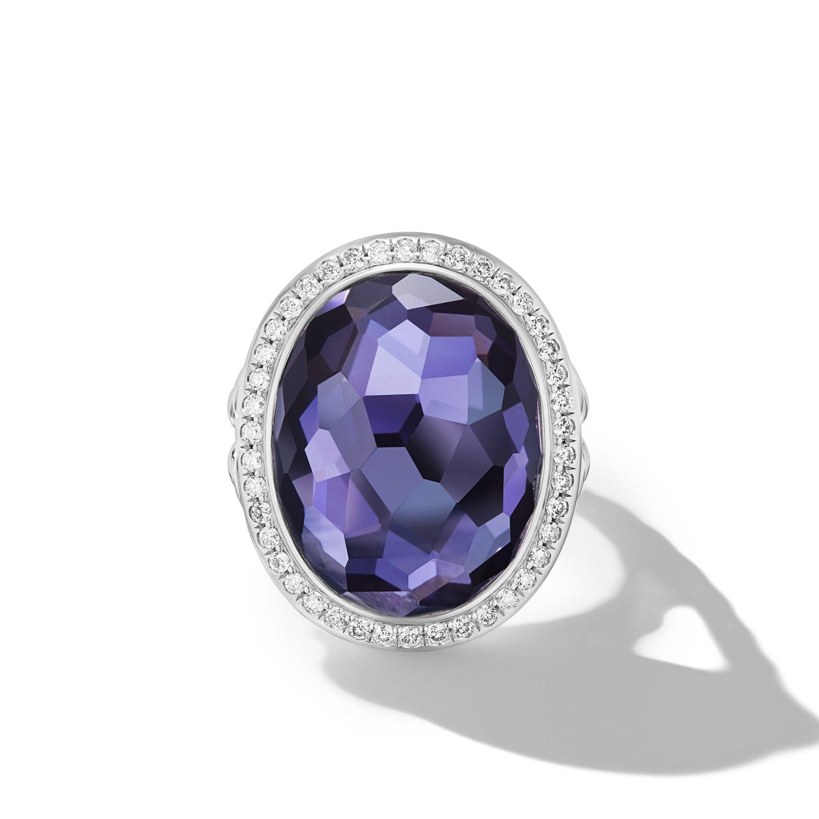 Albion® Oval Ring in Sterling Silver with Black Orchid and Diamonds, 21mm