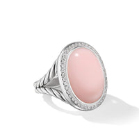 Albion® Oval Ring in Sterling Silver with Pink Opal and Diamonds, 21mm