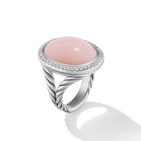 Albion® Oval Ring in Sterling Silver with Pink Opal and Diamonds, 21mm